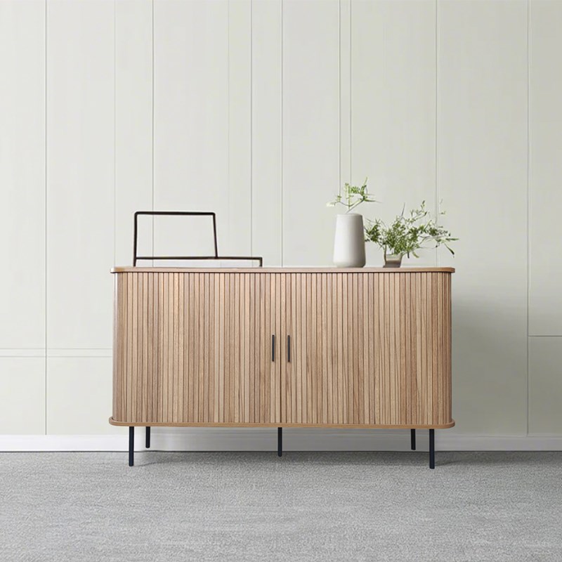 Semarang buffet en bois cannelé à portes coulissantes 140cm