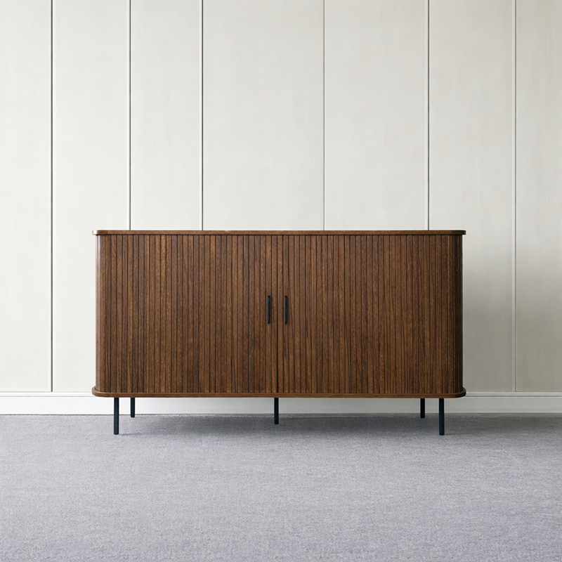Semarang buffet en bois cannelé à portes coulissantes 140cm