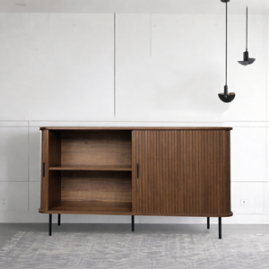 Semarang buffet en bois cannelé à portes coulissantes 140cm