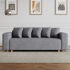 Kolding canapé convertible 3 places en velours côtelé gris