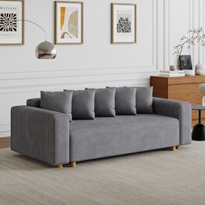 Kolding canapé convertible 3 places en velours côtelé gris