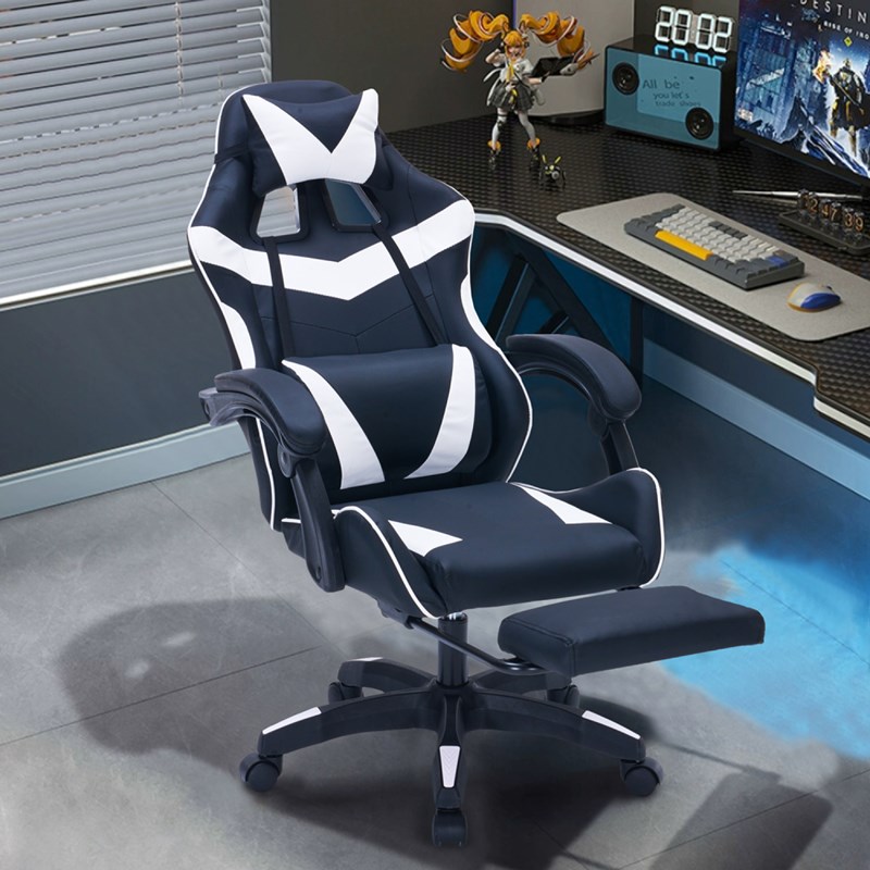 Altair chaise gaming de bureau ergonomique inclinable noir et blanc