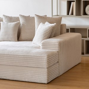 Cardiff canapé 4 places assise profonde en velours côtelé beige