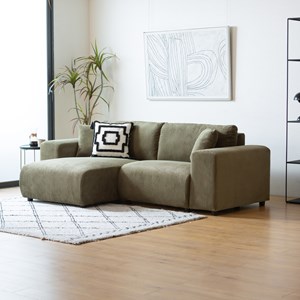 Aberdeen canapé d'angle réversible 3 places en velours côtelé vert