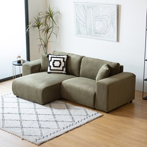 Aberdeen canapé d'angle réversible 3 places en velours côtelé vert