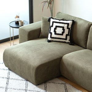 Aberdeen canapé d'angle réversible 3 places en velours côtelé vert