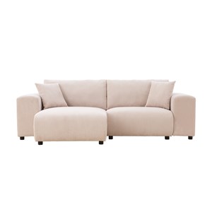 Aberdeen canapé d'angle modulable 3 places en velours côtelé beige