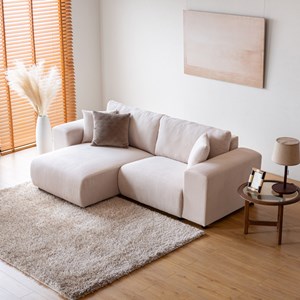 Aberdeen canapé d'angle modulable 3 places en velours côtelé beige