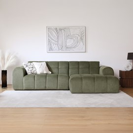 Salford - canapé d'angle 3-4 places nuage en velours vert