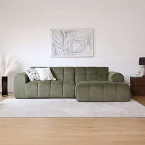 Salford - canapé d'angle 3-4 places nuage en velours vert