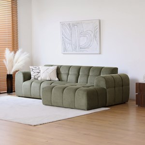 Salford - canapé d'angle 3-4 places nuage en velours vert