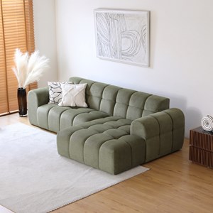 Salford - canapé d'angle 3-4 places nuage en velours vert