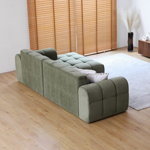 Salford - canapé d'angle 3-4 places nuage en velours vert