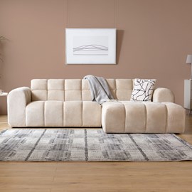 Salford - canapé d'angle 3-4 places nuage en velours beige