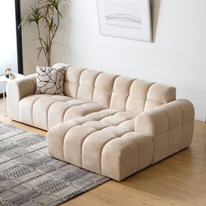 Salford - canapé d'angle 3-4 places nuage en velours beige