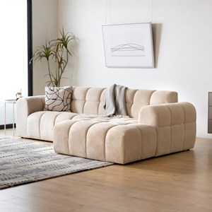 Salford - canapé d'angle 3-4 places nuage en velours beige