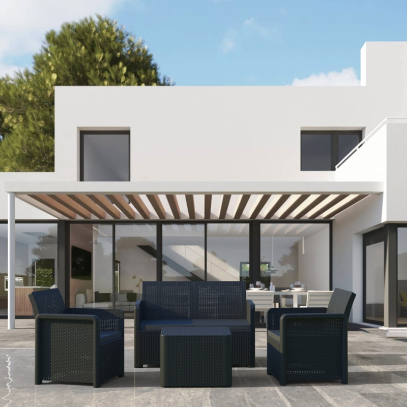 Nassau salon de jardin en résine 4 places avec table basse gris