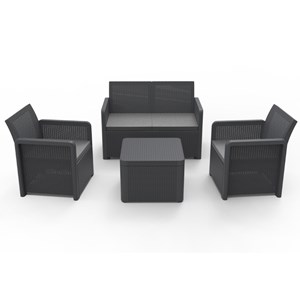 Nassau salon de jardin en résine 4 places avec table basse gris