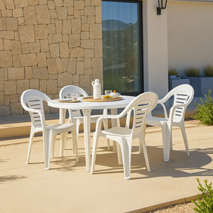Silla chaise de jardin blanche en résine