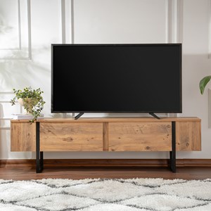 Moov - meuble tv industriel avec placards bois et noir 180cm
