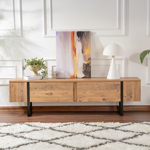 Moov meuble tv industriel avec placards bois et noir 180cm