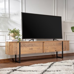 Moov meuble tv industriel avec placards bois et noir 180cm