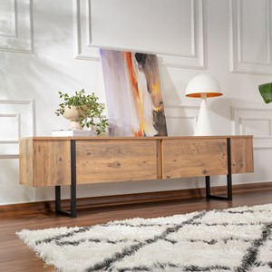 Moov meuble tv industriel avec placards bois et noir 180cm