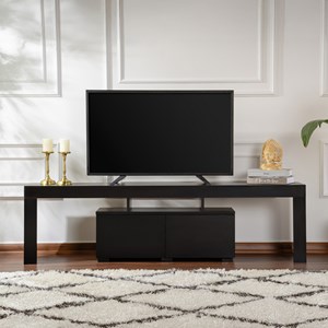 Basi - meuble tv avec placards bois noir 180cm