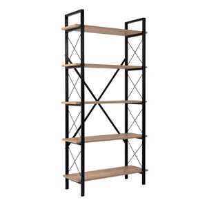 Elysian etagère moderne 5 espaces de rangement bois et métal 180cm