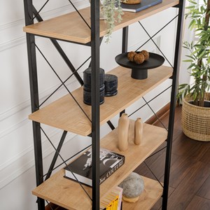 Elysian etagère moderne 5 espaces de rangement bois et métal 180cm