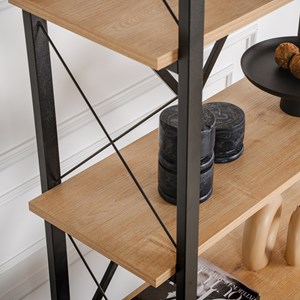 Elysian etagère moderne 5 espaces de rangement bois et métal 180cm