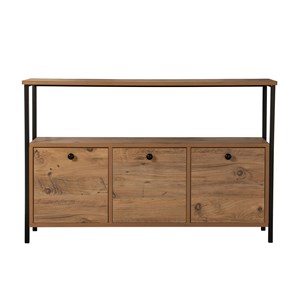 Solis console avec rangements bois et métal noir 120x77cm