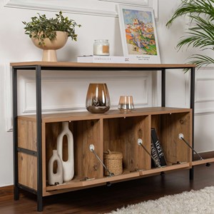 Solis console avec rangements bois et métal noir 120x77cm