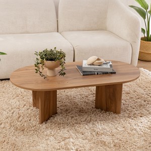Raav - table basse design ovale bois 120cm
