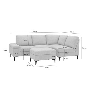 Colchester - canapé d'angle 4-5 places en tissu chenille beige avec pouf