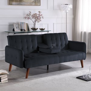 Inverness canapé 3 places convertible avec tablette centrale rabattable noir