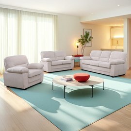 Lincoln ensemble canapé 3 places + 2 places + fauteuil en velours côtelé beige