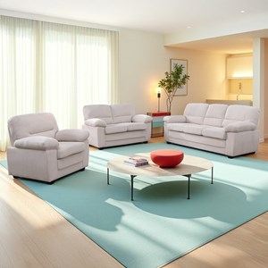 Lincoln - ensemble canapé 3 places + 2 places + fauteuil en velours côtelé beige