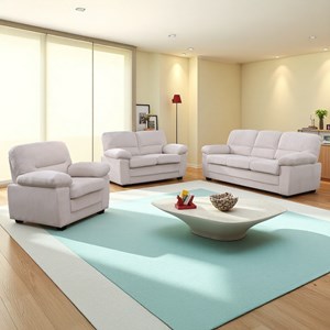 Lincoln ensemble canapé 3 places + 2 places + fauteuil en velours côtelé beige