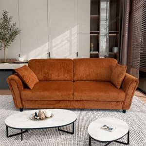 Lucerne canapé droit 4 places en velours côtelé terracotta