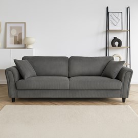 Lucerne canapé droit 4 places en velours côtelé gris foncé