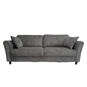 Lucerne canapé droit 4 places en velours côtelé gris foncé