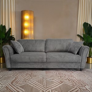 Lucerne canapé droit 4 places en velours côtelé gris foncé