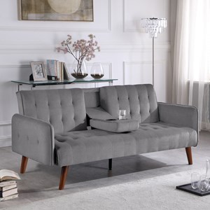 Inverness canapé 3 places convertible en velours avec tablette centrale rabattab