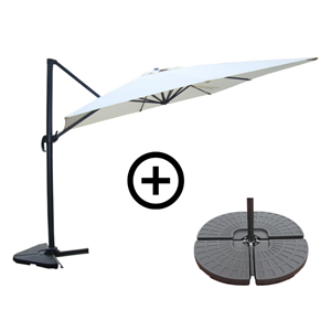 Cesare ensemble parasol écru 3x4m et 4 dalles à lester