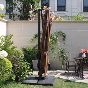 Cesare ensemble parasol marron 3x4m et 4 dalles à lester