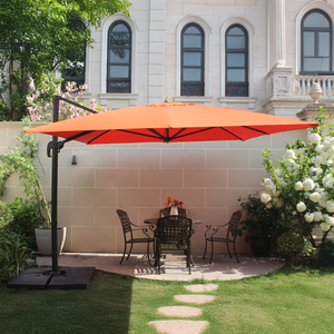Cesare ensemble parasol terracotta 3x4m et 4 dalles à lester