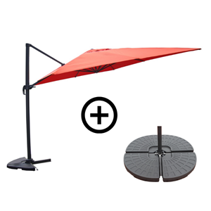 Cesare ensemble parasol terracotta 3x4m et 4 dalles à lester
