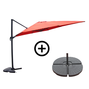 Palatino ensemble parasol terracotta 3x3m et 4 dalles à lester