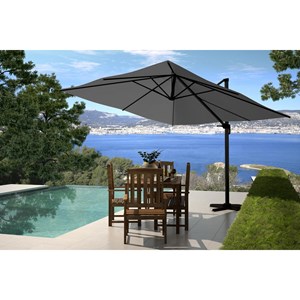 Palatino ensemble parasol gris 3x3m et 4 dalles à lester